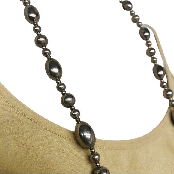 Vintage Signed MONET Silver-Tone Ball Bead Chain Necklace - Picture 7 of 16